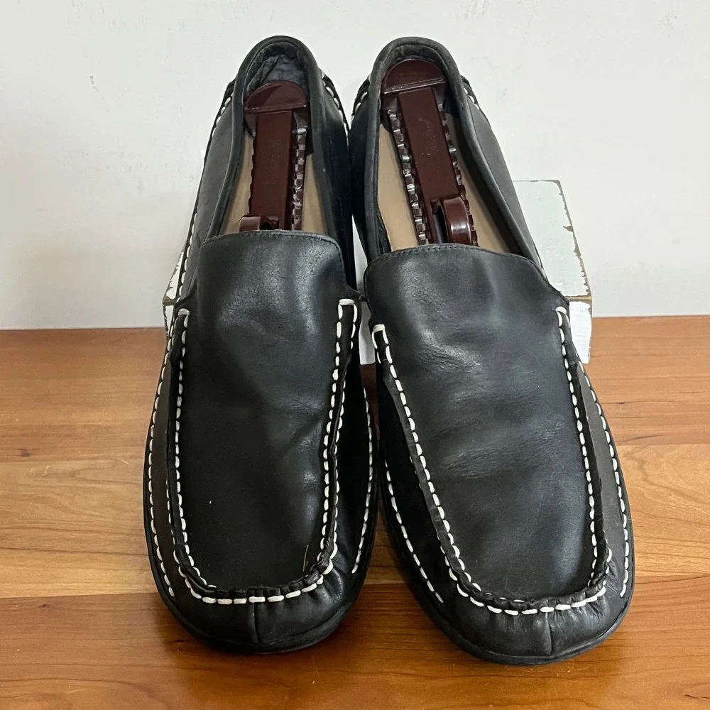 White Mountain Karma Mens Black Leather Moc Toe‎ Slip On Loafers Size 11M
